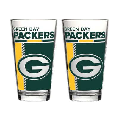 Green Bay Packers Logo Brands Two-Piece 16oz. Pint Glass Set