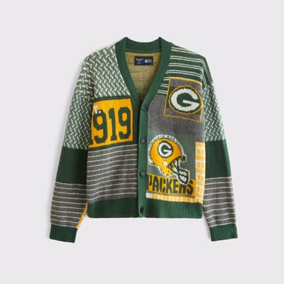  Green Bay Packers Abercrombie & Fitch Cardigan Sweater - Green