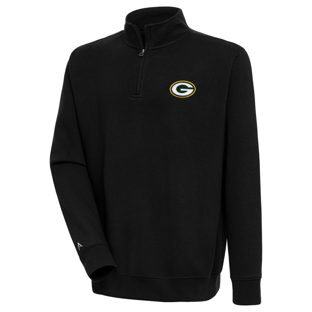  Green Bay Packers Antigua Victory Quarter-Zip Pullover Top - Black