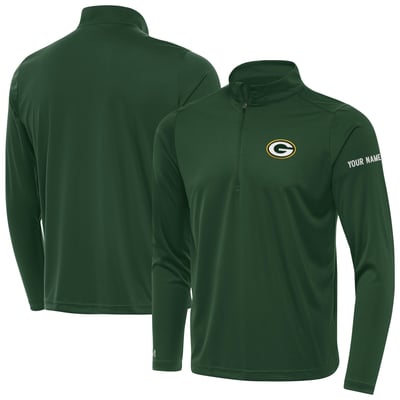 Green Bay Packers Antigua  Personalized Tribute Quarter-Zip Pullover - Green