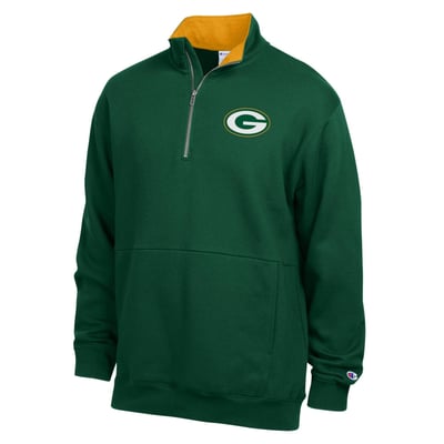  Green Bay Packers Champion Fleece Quarter-Zip Pullover -  Green/Gold