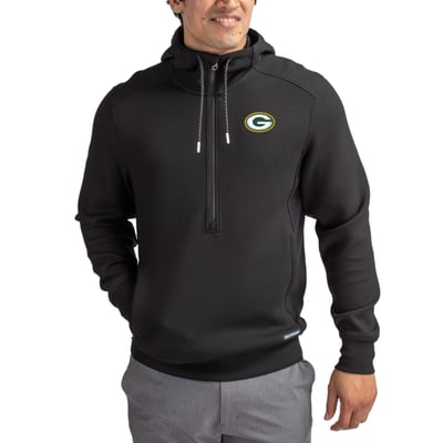 Green Bay Packers Cutter & Buck Primary Mark Roam Eco Recycled Half-Zip Pullover Hoodie - Black