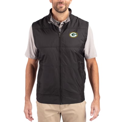 Green Bay Packers Cutter & Buck Stealth Full-Zip Vest - Black