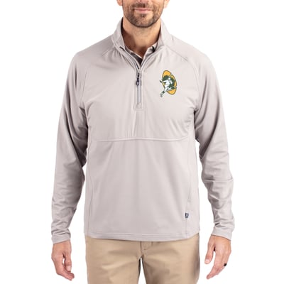 Green Bay Packers Cutter & Buck Adapt Eco Knit Hybrid Recycled Quarter-Zip Throwback Pullover Top - Gray
