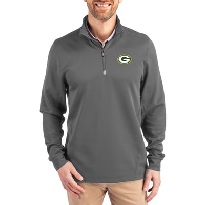  Green Bay Packers Cutter & Buck Traverse Stretch Quarter-Zip Top - Gray