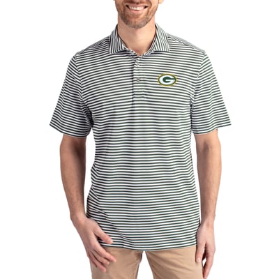 Green Bay Packers Cutter & Buck Virtue Eco Pique Stripe Recycled Polo - Green