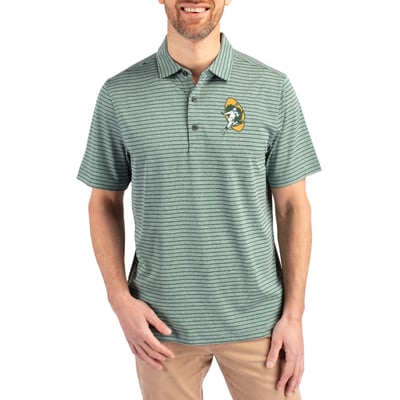  Green Bay Packers Cutter & Buck Throwback Forge Eco Heather Stripe Stretch Recycled Polo - Heather Green