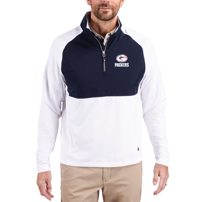 Green Bay Packers Cutter & Buck Adapt Eco Knit Hybrid Recycled Quarter-Zip Pullover Top - White