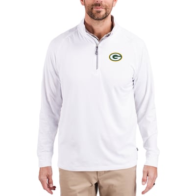Green Bay Packers Cutter & Buck Adapt Eco Knit Quarter-Zip Pullover Jacket - White