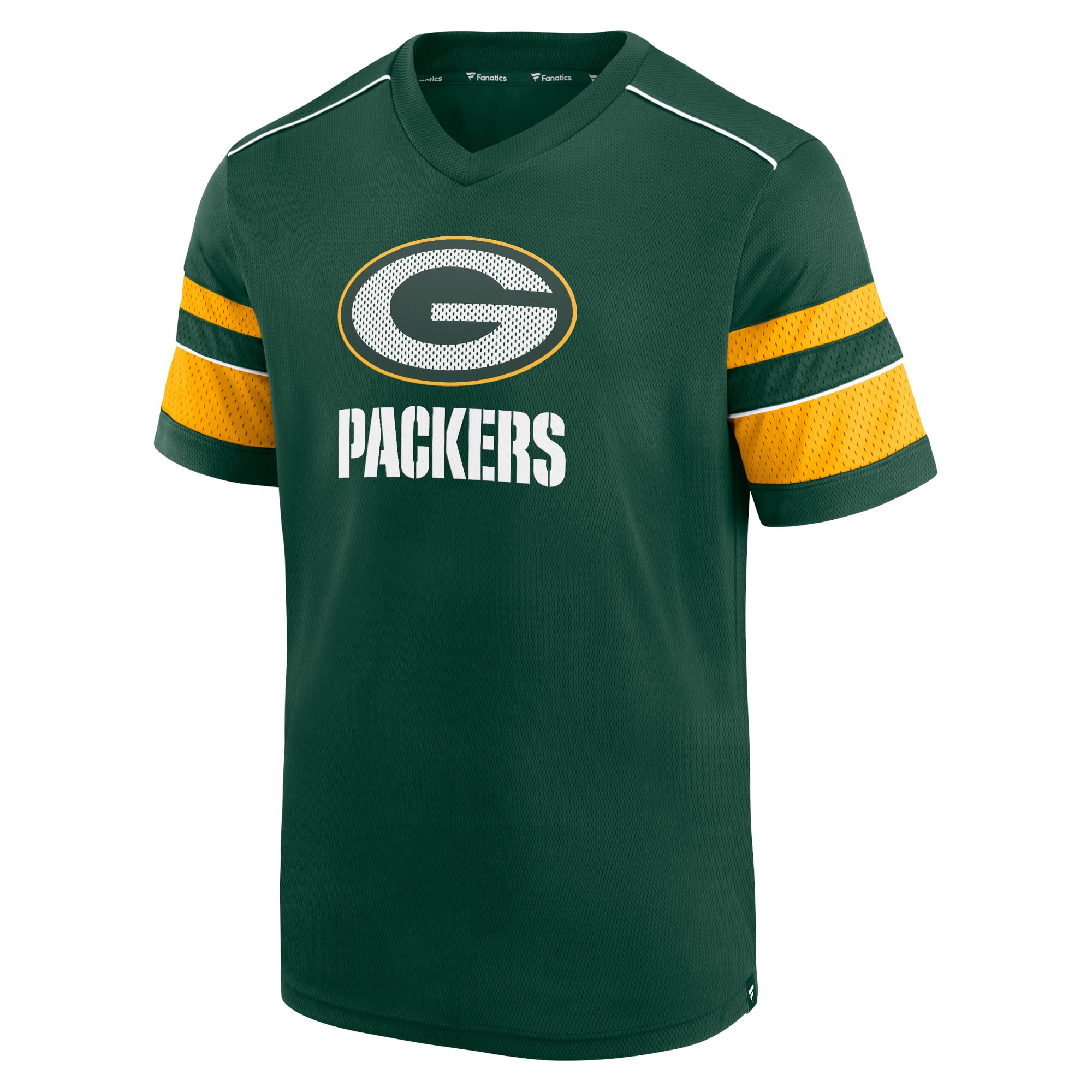 Men's Green Bay Packers Fanatics Green Textured Hashmark V-Neck T