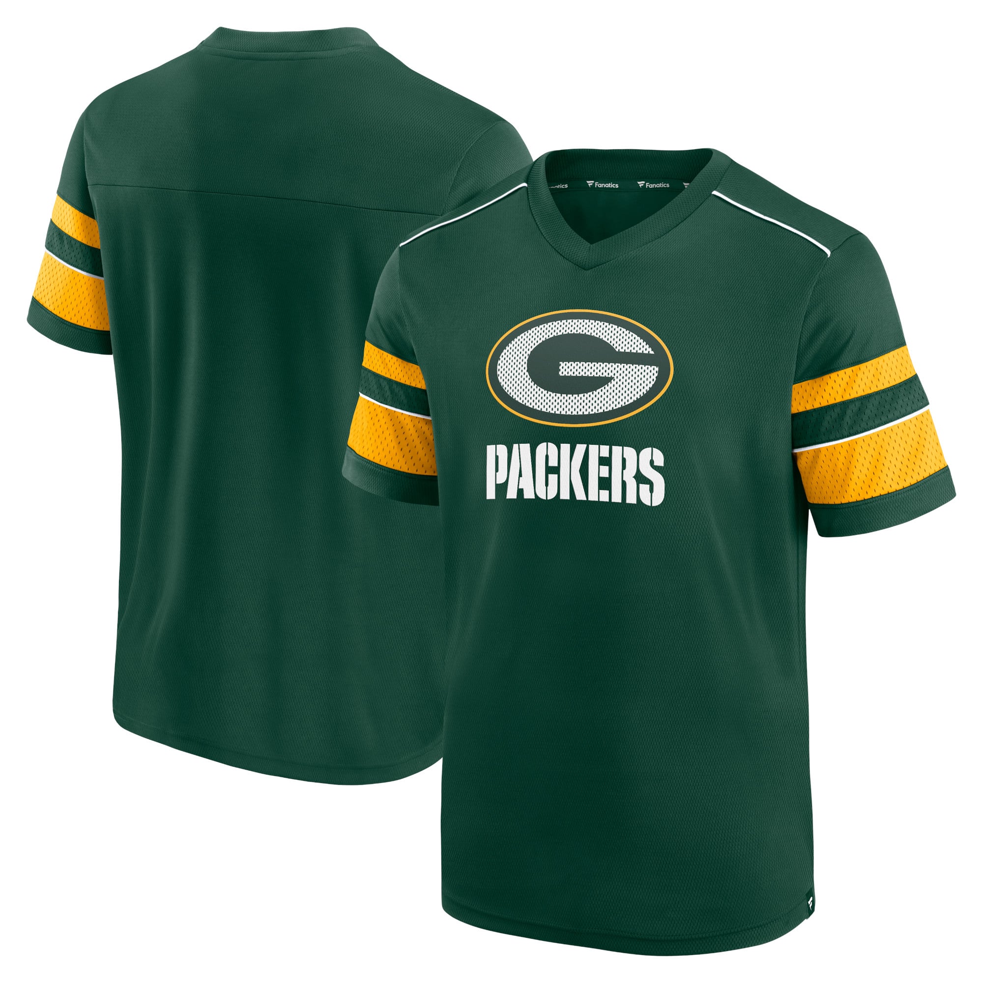 Men's Green Bay Packers Fanatics Green Textured Hashmark V-Neck T