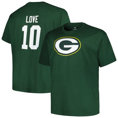 Jordan Love Green Bay Packers Fanatics Big & Tall Name & Number T-Shirt - Green