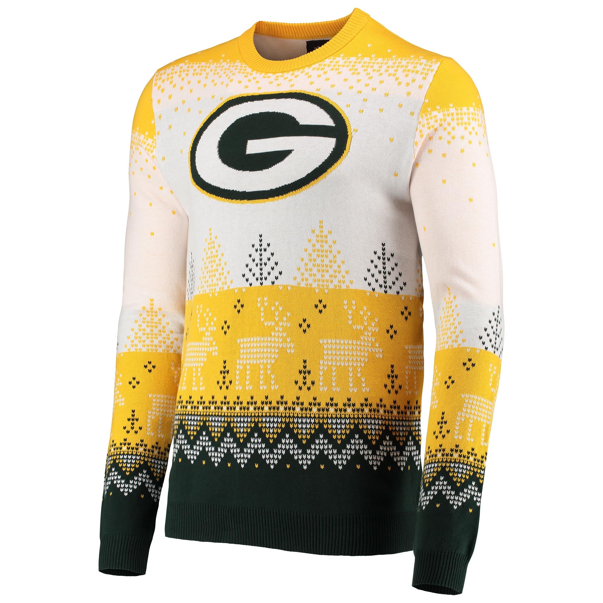 Men's Green Bay Packers FOCO White Big Logo Knit Ugly Pullover Sweater