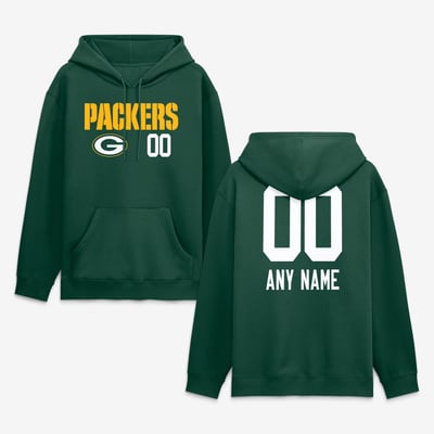 Green Bay Packers  Touchdown Wordmark Personalized Name & Number Hoodie - Green