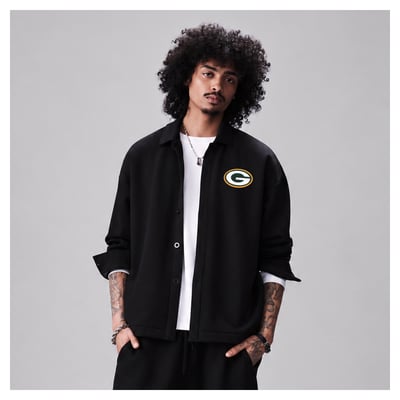 Green Bay Packers Levelwear Luxe Tri-Blend Full-Button Shirt Jacket - Black