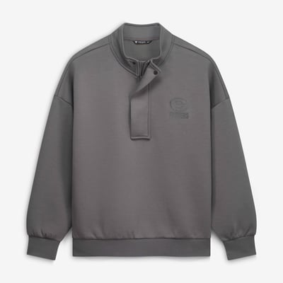  Green Bay Packers Levelwear Core Logo Luxe Stein Quarter-Zip Pullover - Gray