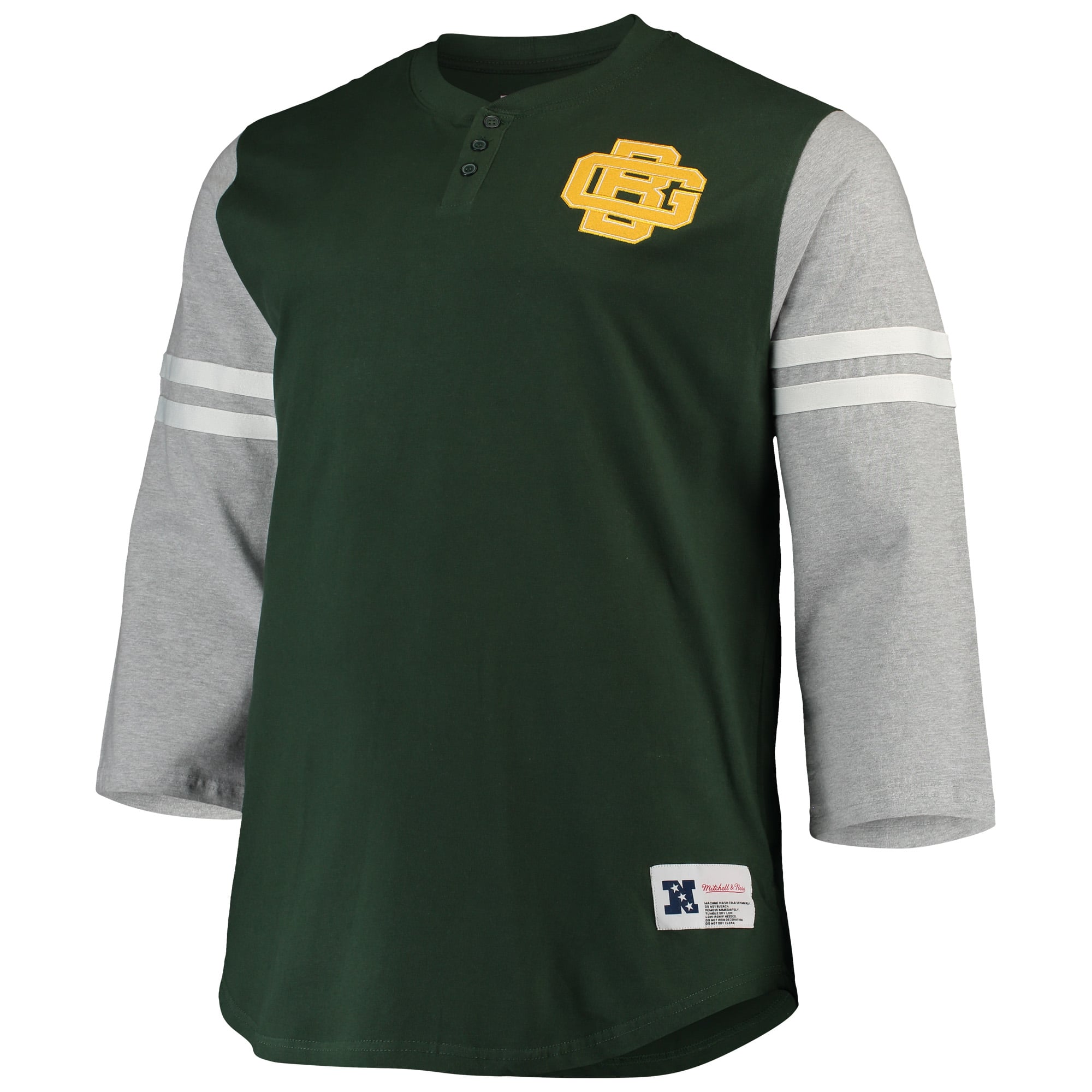 シャツ Mitchell & Ness Green Bay Packers Men's Green Bay Packers Mitchell & Ness Green Big & Tall Henley 3