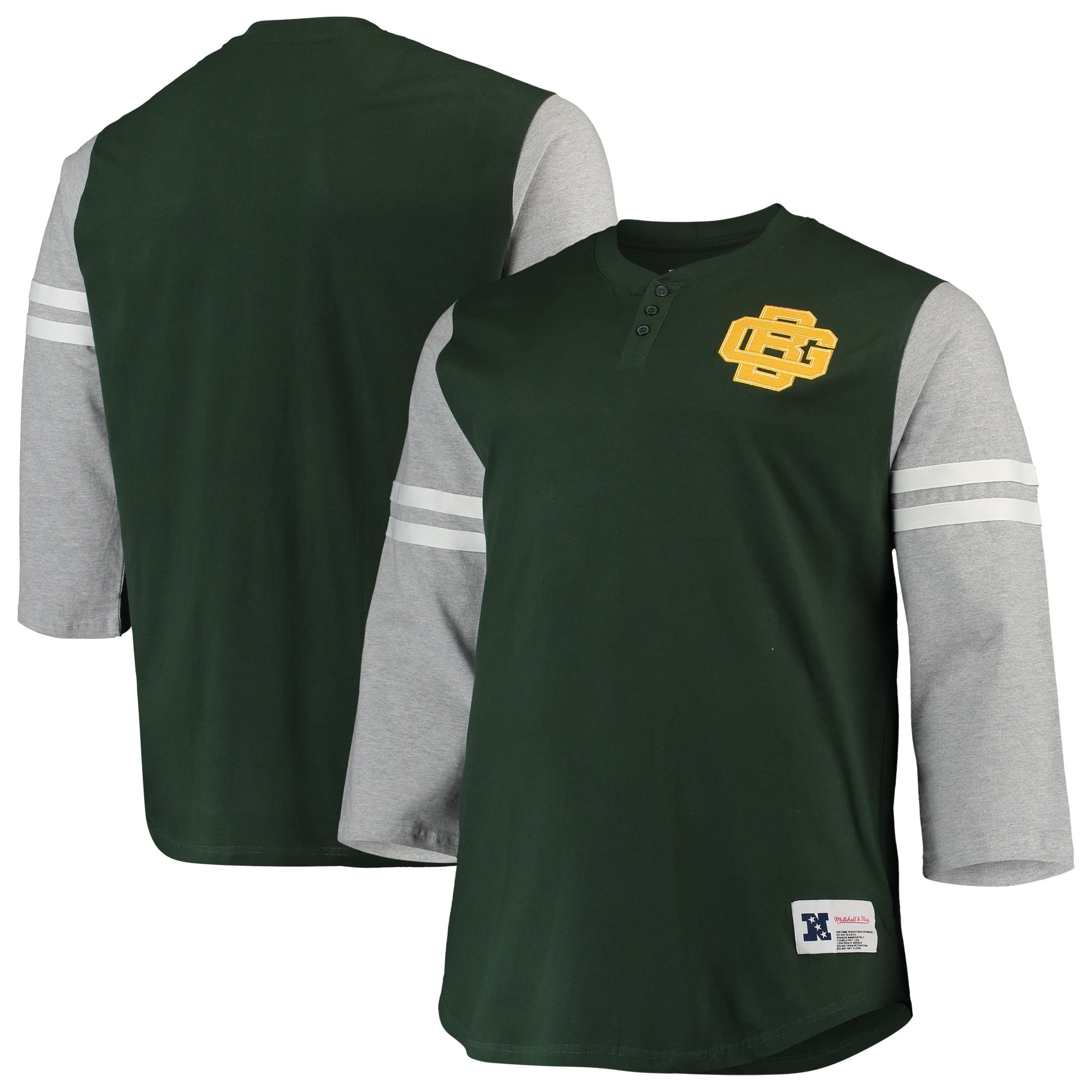 シャツ Mitchell & Ness Green Bay Packers Men's Green Bay Packers Mitchell & Ness Green Big & Tall Henley 3