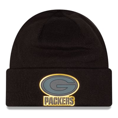 Green Bay Packers New Era Chrome Cuffed Knit Hat - Black