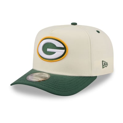 Green Bay Packers New Era Rear Wordmark A-Frame 9FIFTY Snapback Hat - Cream/Green