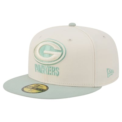 Green Bay Packers New Era Color Pack 59FIFTY Fitted Hat - Cream/Light Green
