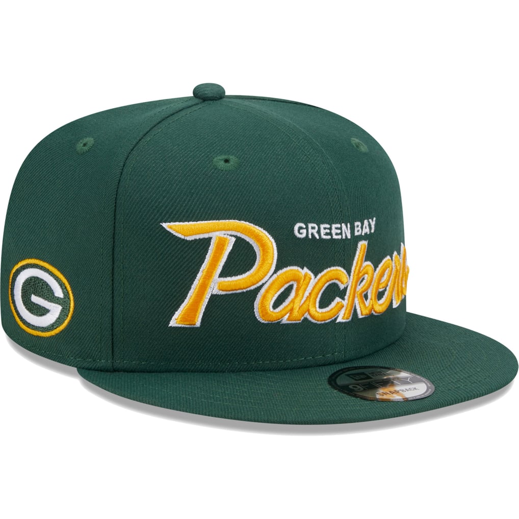 Green Bay Packers New Era Main Script 9FIFTY Snapback Hat - Green