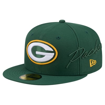 Green Bay Packers New Era Side Script 59FIFTY Fitted Hat - Green
