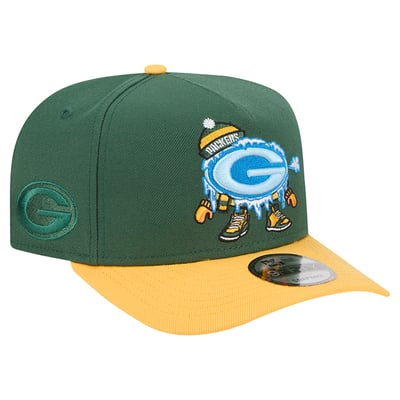 Green Bay Packers New Era Cartoon A-Frame 9FIFTY Snapback Hat - Green/Gold