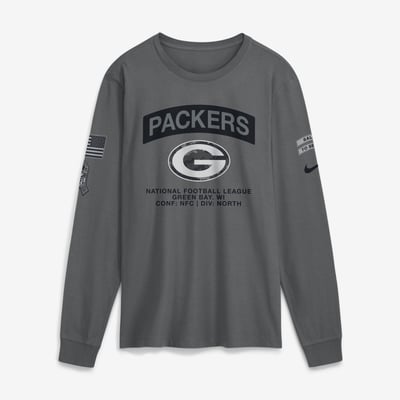  Green Bay Packers Nike 2026 Salute to Service Long Sleeve T-Shirt - Gray