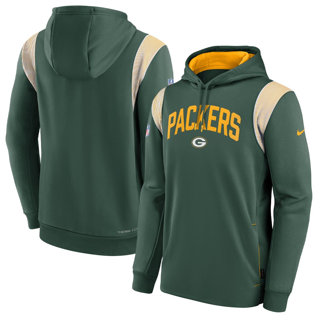 Green Bay Packers Nike Sideline Athletic Stack Performance Pullover Hoodie - Green