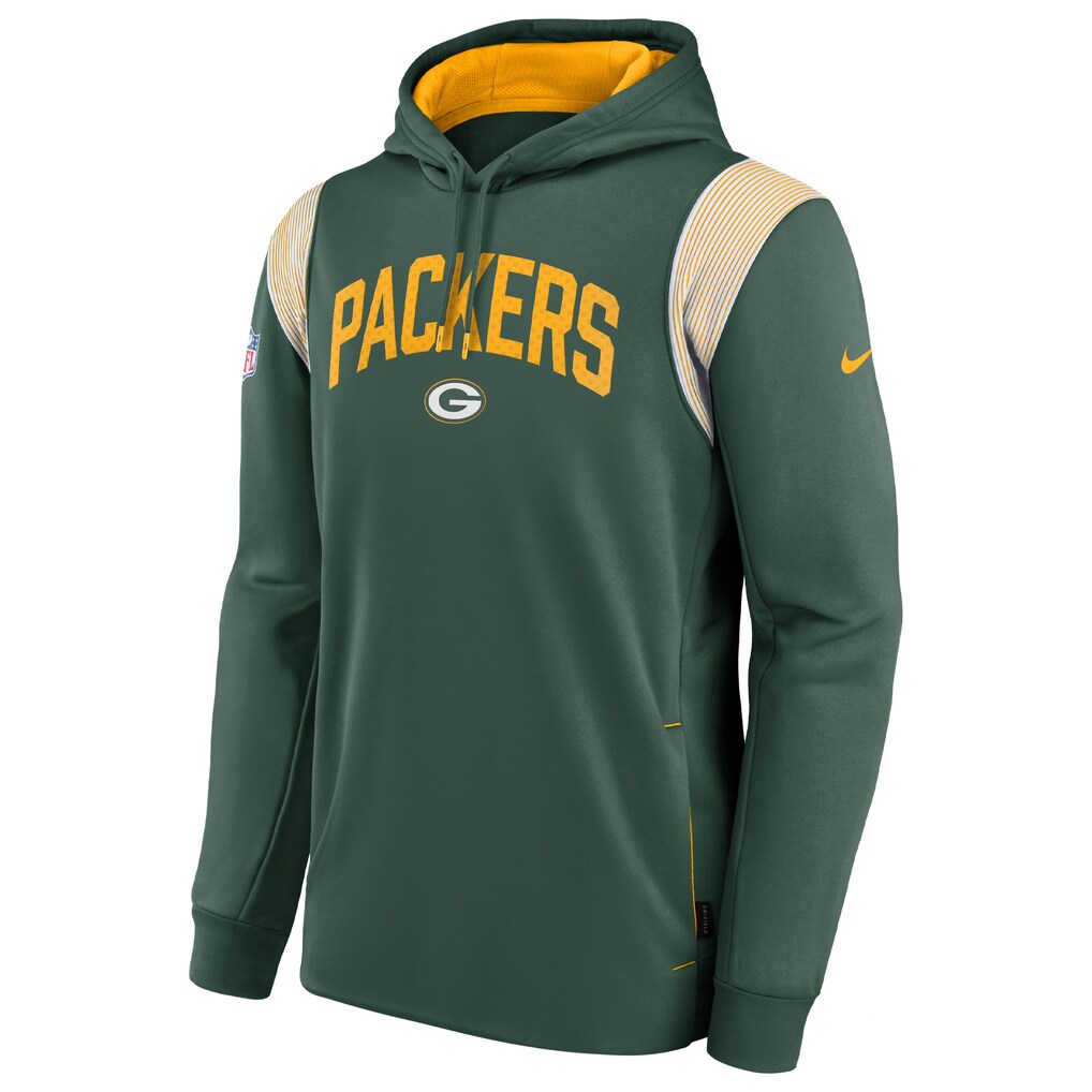 Green Bay Packers Nike Sideline Athletic Stack Performance Pullover Hoodie - Green