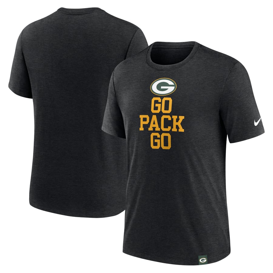 Green Bay Packers Nike Blitz Tri-Blend T-Shirt - Heather Black