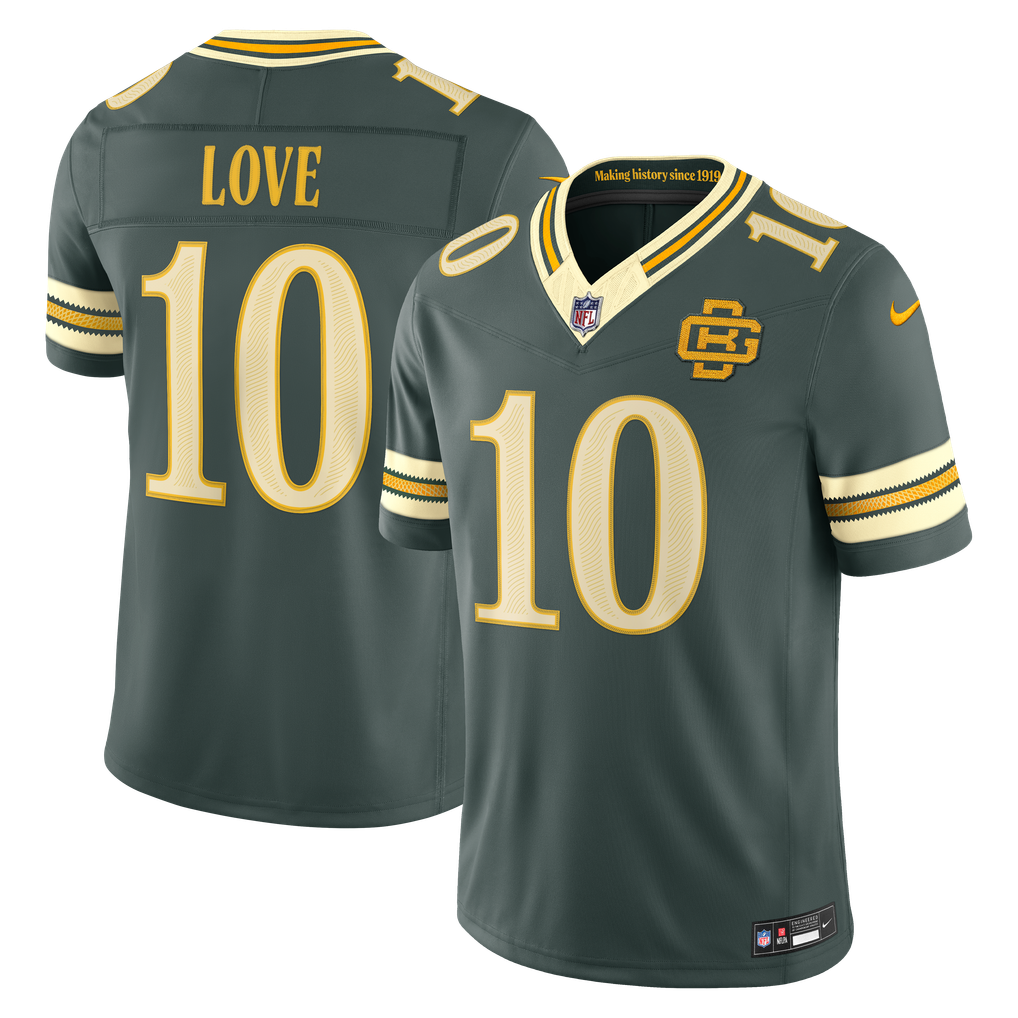 Men's Green Bay Packers Jordan Love Nike Green 2026 Rivalries Collection Stitched Limited Jersey