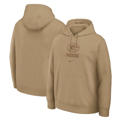  Green Bay Packers Nike Washed Club Fleece Pullover Sweatshirt - Tan