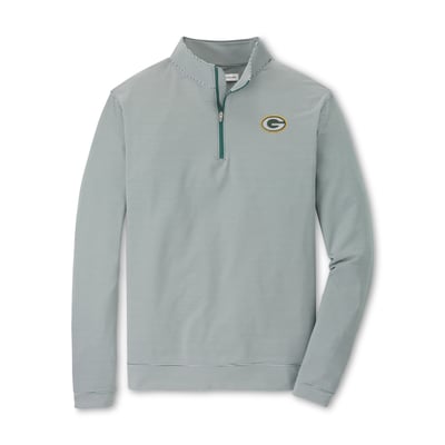 Green Bay Packers Peter Millar Perth Sugar Stripe Performance Quarter-Zip Pullover - Green/White