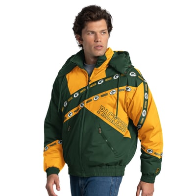 Green Bay Packers Pro Player Double Tape Full-Zip Jacket with Detachable Hood - Green