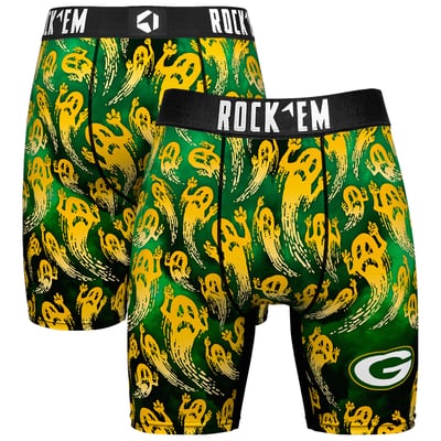 Green Bay Packers Rock Em Socks Halloween Ghost Fade Boxer Briefs - Green