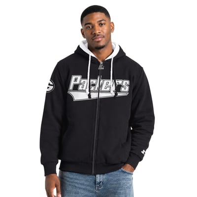 Green Bay Packers Starter The Rival Full-Zip Hooded Jacket - Black