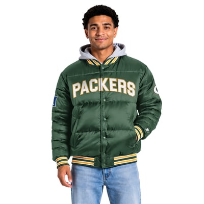 Green Bay Packers Starter Bronx Full Snap Puffer Jacket - Green
