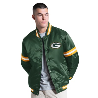 Green Bay Packers Starter Courtside Varsity Full Snap Jacket - Green