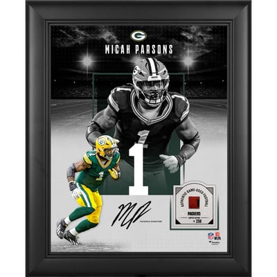Micah Parsons Green Bay Packers Facsimile Signature Fanatics Authentic Framed 11" x 14" Showcase Collage with a Piece of Game-Used Football - Limited Edition of 250