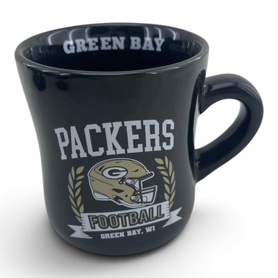 Green Bay Packers Pegasus 11oz. Helmet Crest Wordmark Ceramic Mug