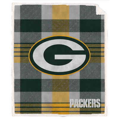 Green Bay Packers Pegasus Bold Plaid Steel 50" x 60" Ultra Cozy Sherpa Blanket