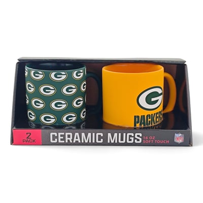 Green Bay Packers Pegasus Two-Piece 16oz. Home & Away Soft Touch Ceramic Mug Set