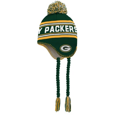 Green Bay Packers Preschool Jacquard Tassel Knit Hat with Pom - Green/Gold