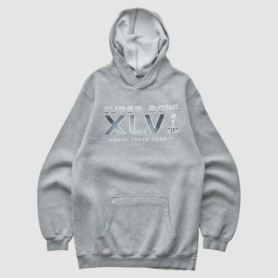 Super Bowl XLV NFL 2011 Hooded Pullover Sweatshirt - Heather Gray - XS by Fanatics Real Vintage