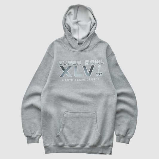 Super Bowl XLV NFL 2011 Hooded Pullover Sweatshirt - Heather Gray - XS by Fanatics Real Vintage