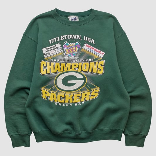 Super Bowl XXXI Lee Apparel 1997 Pullover Sweatshirt - Green - S by Fanatics Real Vintage