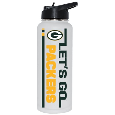 Green Bay Packers The Memory Company Let's Go 34oz. Stainless Steel Quencher Bottle