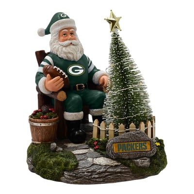 Green Bay Packers The Memory Company Santa Figurine with LED Tree